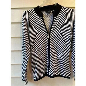 Marble Women’s Small Zip Cardigan Black/white